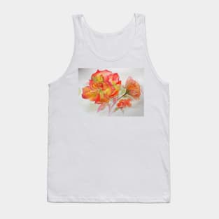 Rose Watercolor Painting, red, yellow and orange Tank Top